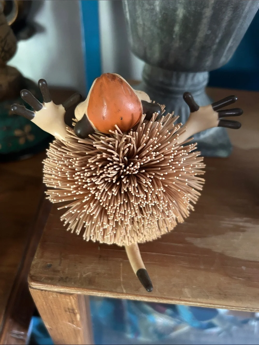 Whimsical Hedgehog Figurine with Bristle Body